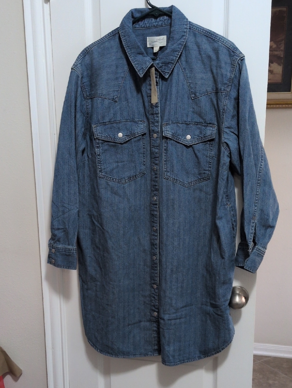 Denim Button Down Western style Shirt Dress - Picture 2 of 5